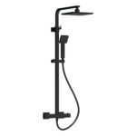 Nuie Matt Black Square Thermostatic Dual Bar Shower Valve & Rigid Riser