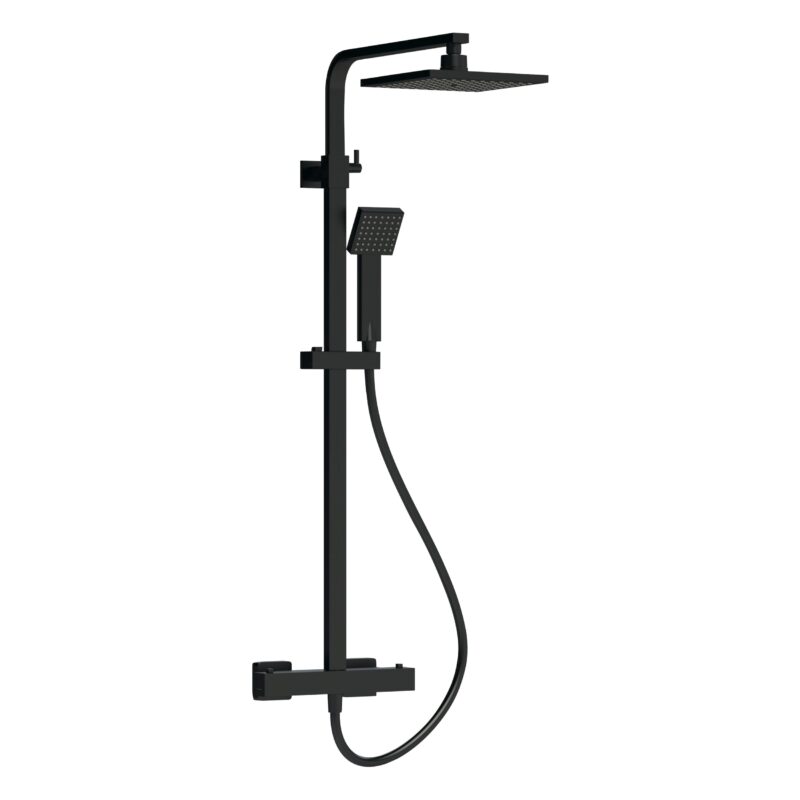 Nuie Matt Black Square Thermostatic Dual Bar Shower Valve & Rigid Riser Nuie Matt Black Square Thermostatic Dual Bar Shower Valve & Rigid Riser