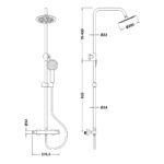 Nuie Matt Black Round Dual Bar Shower Valve & Rigid Riser Kit