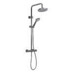 Nuie Arvan Brushed Pewter Thermostatic Bar Shower Valve & Rigid Riser Kit