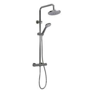 Nuie Arvan Brushed Pewter Thermostatic Bar Shower Valve & Rigid Riser Kit