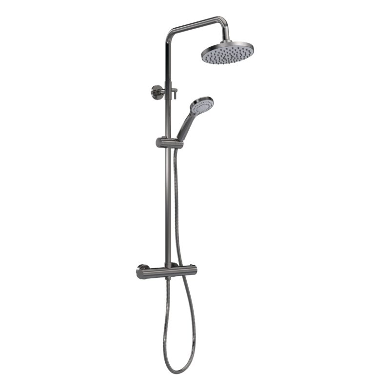 Nuie Arvan Brushed Pewter Thermostatic Bar Shower Valve & Rigid Riser Kit Nuie Arvan Brushed Pewter Thermostatic Bar Shower Valve & Rigid Riser Kit