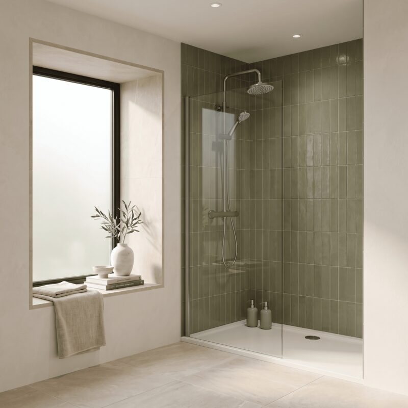 Nuie Arvan Brushed Pewter Thermostatic Bar Shower Valve & Rigid Riser Kit