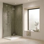 Nuie Arvan Brushed Pewter Thermostatic Bar Shower Valve & Rigid Riser Kit