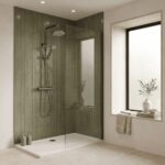 Nuie Arvan Brushed Pewter Thermostatic Bar Shower Valve & Rigid Riser Kit