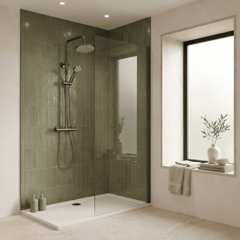 Nuie Arvan Brushed Pewter Thermostatic Bar Shower Valve & Rigid Riser Kit
