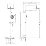 Nuie Arvan Brushed Pewter Thermostatic Bar Shower Valve & Rigid Riser Kit