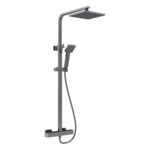 Nuie Windon Brushed Pewter Thermostatic Bar Shower Valve & Rigid Riser Kit