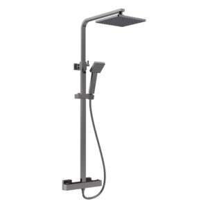 Nuie Windon Brushed Pewter Thermostatic Bar Shower Valve & Rigid Riser Kit