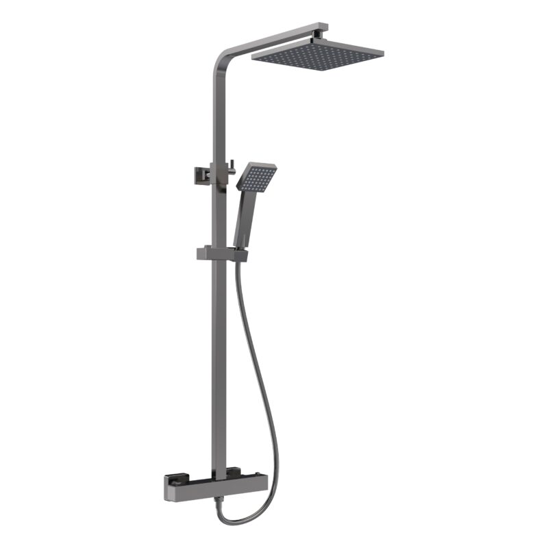 Nuie Windon Brushed Pewter Thermostatic Bar Shower Valve & Rigid Riser Kit Nuie Windon Brushed Pewter Thermostatic Bar Shower Valve & Rigid Riser Kit