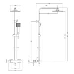 Nuie Brushed Brass Square Thermostatic Bar Shower Valve & Rigid Riser Kit
