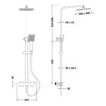 Nuie Brushed Brass Square Dual Bar Shower Valve & Rigid Riser Kit