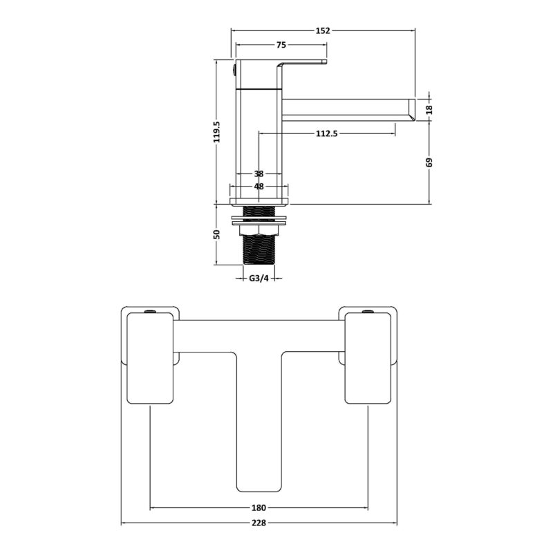 Nuie Kalk Chrome Bath Filler