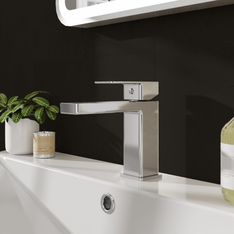 Nuie Kalk Chrome Mono Basin Mixer with Push Button Waste