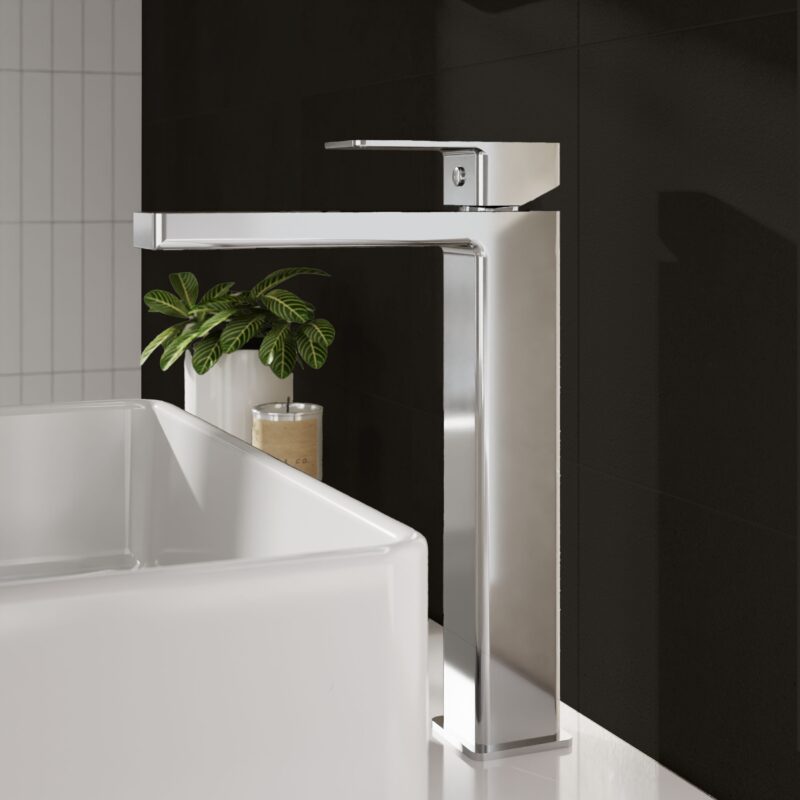 Nuie Kalk Chrome High Rise Mono Basin Mixer