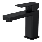 Nuie Kalk Matt Black Mono Basin Mixer with Push Button Waste