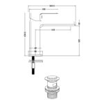 Nuie Kalk Matt Black Mono Basin Mixer with Push Button Waste