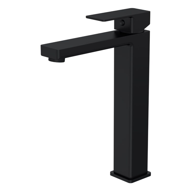 Nuie Kalk Matt Black Mono High Rise Basin Mixer