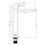 Nuie Kalk Matt Black Mono High Rise Basin Mixer