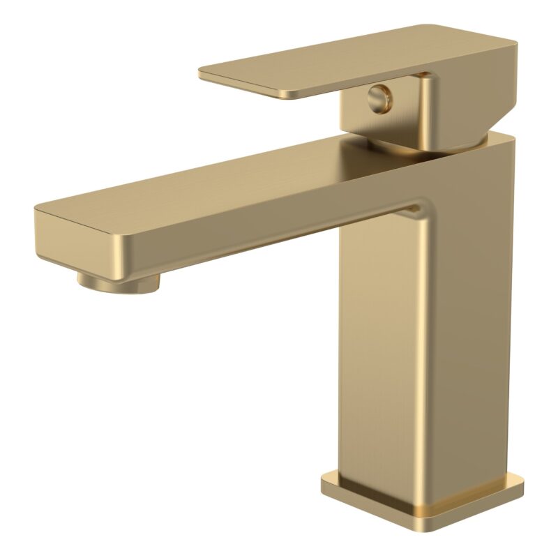 Nuie Kalk Brushed Brass Mono Basin Mixer with Push Button Waste Nuie Kalk Brushed Brass Mono Basin Mixer with Push Button Waste
