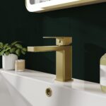 Nuie Kalk Brushed Brass Mono Basin Mixer with Push Button Waste