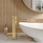 Nuie Kalk Brushed Brass High Rise Mono Basin Mixer