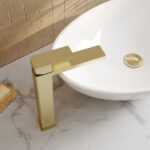 Nuie Kalk Brushed Brass High Rise Mono Basin Mixer
