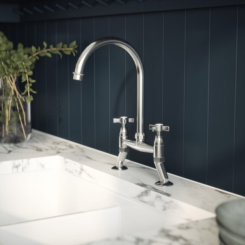 Nuie Traditional 2 Hole Bridge Mixer Tap Crosshead Handles
