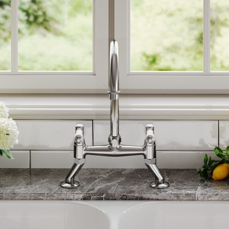 Nuie Bridge Sink Mixer with Topaz Levers
