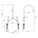Nuie Bridge Sink Mixer with Topaz Levers