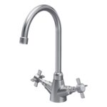 Nuie Traditional Brushed Nickel Kitchen Sink Mixer Crosshead Handles