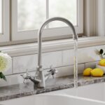 Nuie Traditional Brushed Nickel Kitchen Sink Mixer Crosshead Handles
