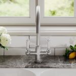 Nuie Traditional Brushed Nickel Lever Handle Kitchen Mono Sink Mixer
