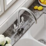Nuie Traditional Brushed Nickel Lever Handle Kitchen Mono Sink Mixer