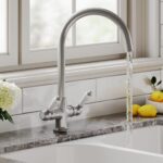 Nuie Traditional Brushed Nickel Lever Handle Kitchen Mono Sink Mixer