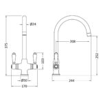 Nuie Traditional Brushed Nickel Lever Handle Kitchen Mono Sink Mixer