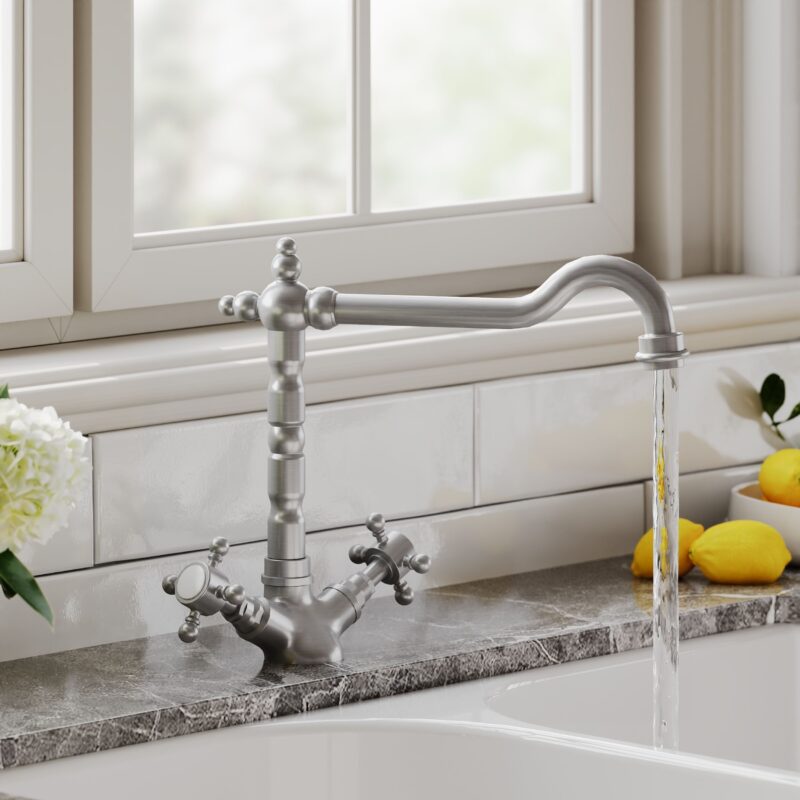 Nuie French Classic Brushed Nickel Mono Sink Mixer