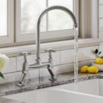 Nuie Traditional Brushed Nickel 2 Hole Bridge Mixer Tap Crosshead Handles