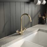 Nuie Traditional Brushed Brass Crosshead Handle Mono Sink Mixer