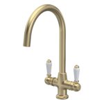 Nuie Traditional Brushed Brass Lever Handle Mono Sink Mixer