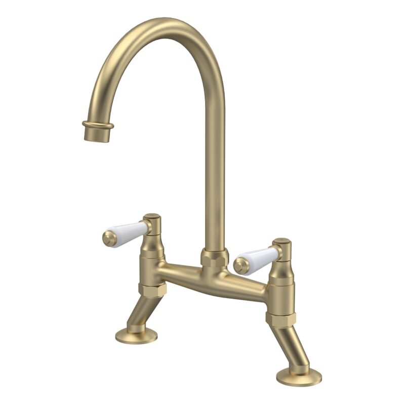 Nuie Traditional Brushed Brass 2 Hole Bridge Mixer Tap Lever Handles Nuie Traditional Brushed Brass 2 Hole Bridge Mixer Tap Lever Handles