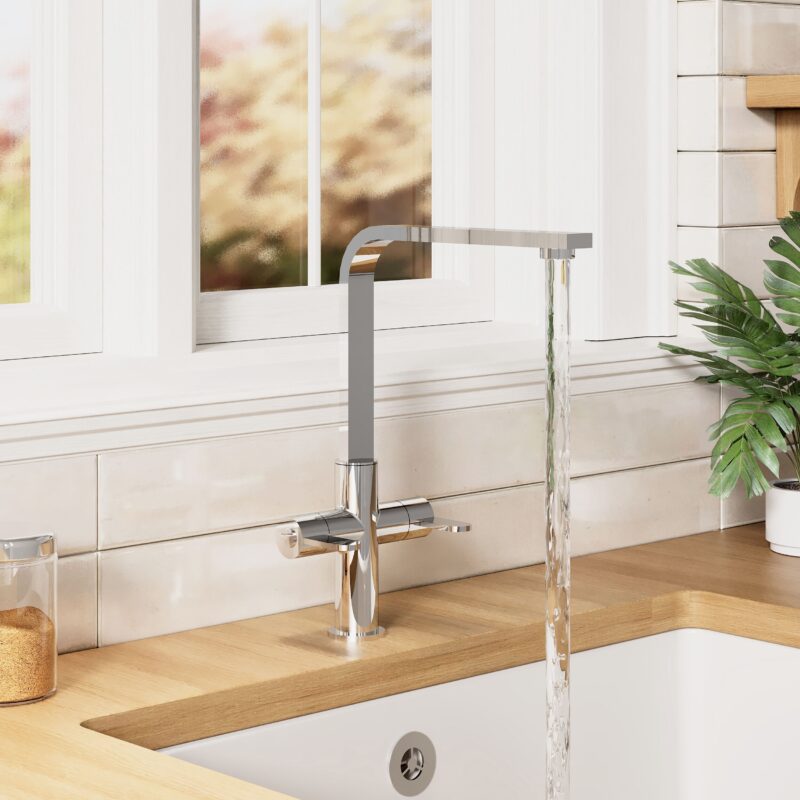 Nuie Churni Chrome Twin Lever Mono Sink Mixer