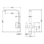 Nuie Churni Chrome Twin Lever Mono Sink Mixer