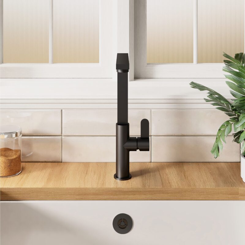 Nuie Churni Matt Black Single Lever Mono Sink Mixer