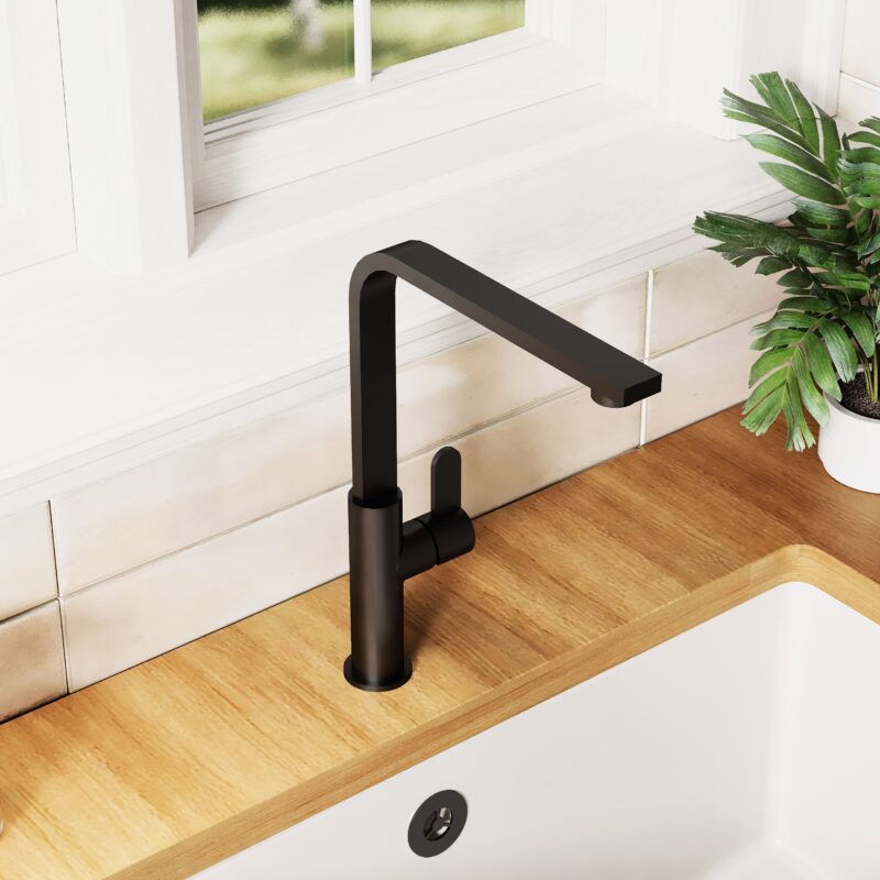 Nuie Churni Matt Black Single Lever Mono Sink Mixer
