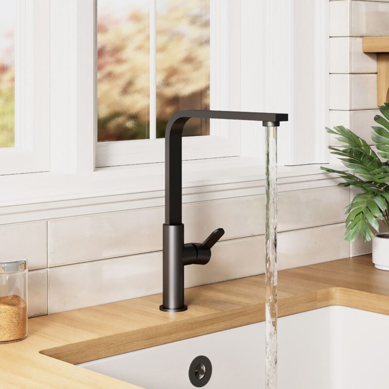 Nuie Churni Matt Black Single Lever Mono Sink Mixer