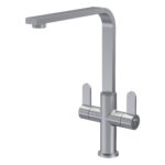 Nuie Churni Brushed Nickel Twin Lever Mono Sink Mixer