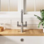 Nuie Churni Brushed Nickel Twin Lever Mono Sink Mixer