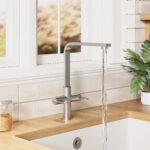 Nuie Churni Brushed Nickel Twin Lever Mono Sink Mixer
