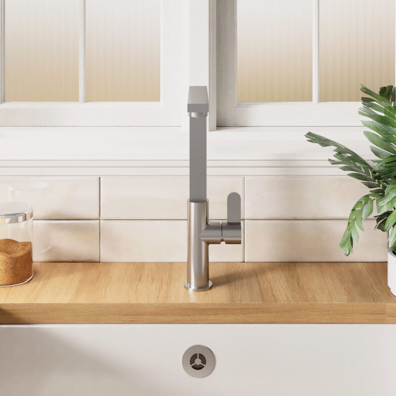 Nuie Churni Brushed Nickel Single Lever Mono Sink Mixer
